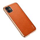 For iPhone 11 SULADA Litchi Texture Leather Electroplated Shckproof Protective Case(Orange) - 2