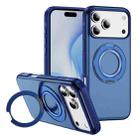For iPhone 17 Pro Max Skin Feel Translucent PC Gear Holder C MagSafe Phone Case(Transparent Blue + Royal Blue) - 1