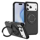 For iPhone 17 Pro Carbon Fiber Gear Holder C Type MagSafe Phone Case(Black) - 1