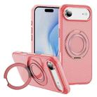 For iPhone Air Carbon Fiber Gear Holder C Type MagSafe Phone Case(Bright Pink + Pink) - 1