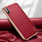 For iPhone X / XS SULADA Litchi Texture Leather Electroplated Shckproof Protective Case(Red) - 1