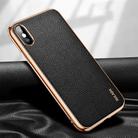 For iPhone X / XS SULADA Litchi Texture Leather Electroplated Shckproof Protective Case(Black) - 1