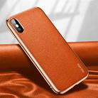 For iPhone X / XS SULADA Litchi Texture Leather Electroplated Shckproof Protective Case(Orange) - 1