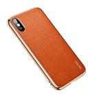 For iPhone X / XS SULADA Litchi Texture Leather Electroplated Shckproof Protective Case(Orange) - 2