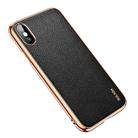 For iPhone XS Max SULADA Litchi Texture Leather Electroplated Shckproof Protective Case(Black) - 2