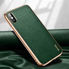 For iPhone XS Max SULADA Litchi Texture Leather Electroplated Shckproof Protective Case(Green) - 1