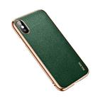 For iPhone XS Max SULADA Litchi Texture Leather Electroplated Shckproof Protective Case(Green) - 2