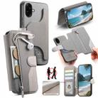 For Samsung Galaxy A07 4G / 5G Twill Fabric MagSafe RFID Anti-theft Zipper Wallet Leather Phone Case(Grey) - 1