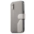 For Samsung Galaxy A07 4G / 5G Twill Fabric MagSafe RFID Anti-theft Zipper Wallet Leather Phone Case(Grey) - 2