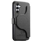 For Samsung Galaxy A35 5G Twill Fabric MagSafe RFID Anti-theft Zipper Wallet Leather Phone Case(Black) - 3