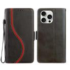 For iPhone 14 Pro Side Buckle S Curve Leather Phone Case(Black) - 1