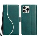For iPhone 13 Pro Side Buckle S Curve Leather Phone Case(Green) - 1