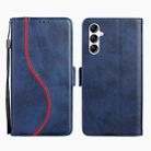 For Samsung Galaxy A15 4G / 5G Side Buckle S Curve Leather Phone Case(Blue) - 1