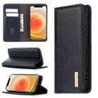 For iPhone 12 mini 2 in 1 Detachable Magnetic Horizontal Flip Genuine Leather Case with Holder & Card Slots & Wallet(Black) - 1