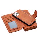 For iPhone 12 / 12 Pro Detachable Multifunctional Horizontal Flip Leather Case with Card Slots & Zipper Wallet & Photo Frame(Brown) - 2