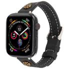 For Apple Watch 42mm / 41mm / 40mm / 38mm Rivet Camellia Skin Feel Microfiber Leather Watch Band(Black) - 1
