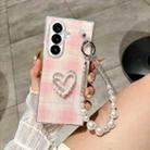 For Samsung Galaxy Z Fold6 5G Glitter Polka Dot DIY Heart Phone Case with Bracelet(Pink) - 2