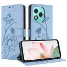 For Honor 400 Lite Global Lotus Embossed Leather Phone Case with Lanyard(Blue) - 2