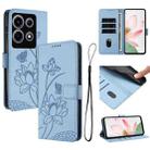 For Infinix Note 30 VIP Lotus Embossed Leather Phone Case with Lanyard(Blue) - 1