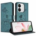 For itel A80 4G Lotus Embossed Leather Phone Case with Lanyard(Dark Green) - 2