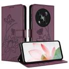 For itel RS4 Lotus Embossed Leather Phone Case with Lanyard(Wine Red) - 2