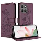 For Motorola Moto G15 / G15 Power Lotus Embossed Leather Phone Case with Lanyard(Wine Red) - 2