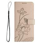 For Nokia C02 Lotus Embossed Leather Phone Case with Lanyard(Beige) - 3