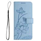 For Tecno Pova 5 Pro Lotus Embossed Leather Phone Case with Lanyard(Blue) - 3