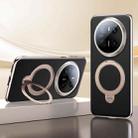 For Huawei Mate 70 Skin Feel Leather Texture Cooling MagSafe Phone Case with 360 Degrees Rotating Holder(Black) - 1