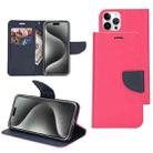 For iPhone 15 Pro Mercury Contrast Color Splicing Leather Phone Case(Rose Red) - 1