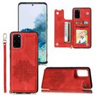 For Samsung Galaxy Note20 Mandala Embossed PU + TPU Case with Holder & Card Slots & Photo Frame & Hand Strap(Red) - 1