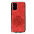 For Samsung Galaxy Note20 Mandala Embossed PU + TPU Case with Holder & Card Slots & Photo Frame & Hand Strap(Red) - 2