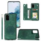 For Samsung Galaxy S20 FE Mandala Embossed PU + TPU Case with Holder & Card Slots & Photo Frame & Hand Strap(Green) - 1