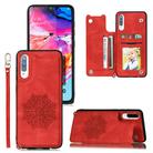 For Xiaomi Redmi 9A Mandala Embossed PU + TPU Case with Holder & Card Slots & Photo Frame & Hand Strap(Red) - 1