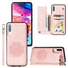 For Xiaomi Redmi 9A Mandala Embossed PU + TPU Case with Holder & Card Slots & Photo Frame & Hand Strap(Rose Gold) - 1