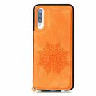 For Xiaomi Redmi 9A Mandala Embossed PU + TPU Case with Holder & Card Slots & Photo Frame & Hand Strap(Yellow) - 2