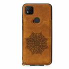 For Xiaomi Redmi 9C Mandala Embossed PU + TPU Case with Holder & Card Slots & Photo Frame & Hand Strap(Brown) - 2