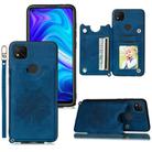 For Xiaomi Redmi 9C Mandala Embossed PU + TPU Case with Holder & Card Slots & Photo Frame & Hand Strap(Blue) - 1