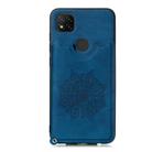 For Xiaomi Redmi 9C Mandala Embossed PU + TPU Case with Holder & Card Slots & Photo Frame & Hand Strap(Blue) - 2