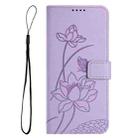 For Samsung Galaxy A13 4G / 5G Lotus Embossed Leather Phone Case with Lanyard(Purple) - 3