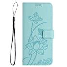 For Samsung Galaxy A24 4G Lotus Embossed Leather Phone Case with Lanyard(Green) - 3