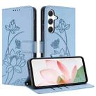 For Samsung Galaxy M54 5G Lotus Embossed Leather Phone Case with Lanyard(Blue) - 2