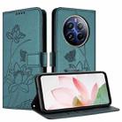 For Realme 12+ 5G / 12 4G / P1 5G Global Lotus Embossed Leather Phone Case with Lanyard(Dark Green) - 2