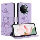 For vivo Y39 5G Global Lotus Embossed Leather Phone Case with Lanyard(Purple) - 2