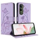 For vivo Y400 5G Global Lotus Embossed Leather Phone Case with Lanyard(Purple) - 2