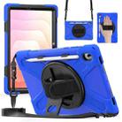 For Samsung Galaxy Tab S11 2025 Rotatable Holder Silicone Hybrid PC Tablet Case with Shoulder Strap(Blue) - 1