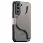 For Samsung Galaxy S21+ 5G Twill Fabric MagSafe RFID Anti-theft Zipper Wallet Leather Phone Case(Grey) - 3