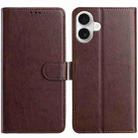 For iPhone 16 Plus Lambskin 8-card Slot Leather Phone Case(Brown) - 1