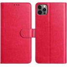 For iPhone 12 Pro Max Lambskin 8-card Slot Leather Phone Case(Rose Red) - 1