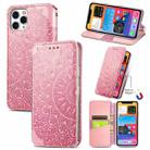 For iPhone 11 Pro Blooming Mandala Embossed Pattern Magnetic Horizontal Flip Leather Case with Holder & Card Slots & Wallet(Pink) - 1
